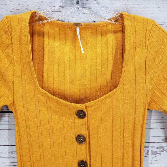 Free People Women's Central Park Gold Yellow Top Cardigan Size XS - Picture 5 of 12